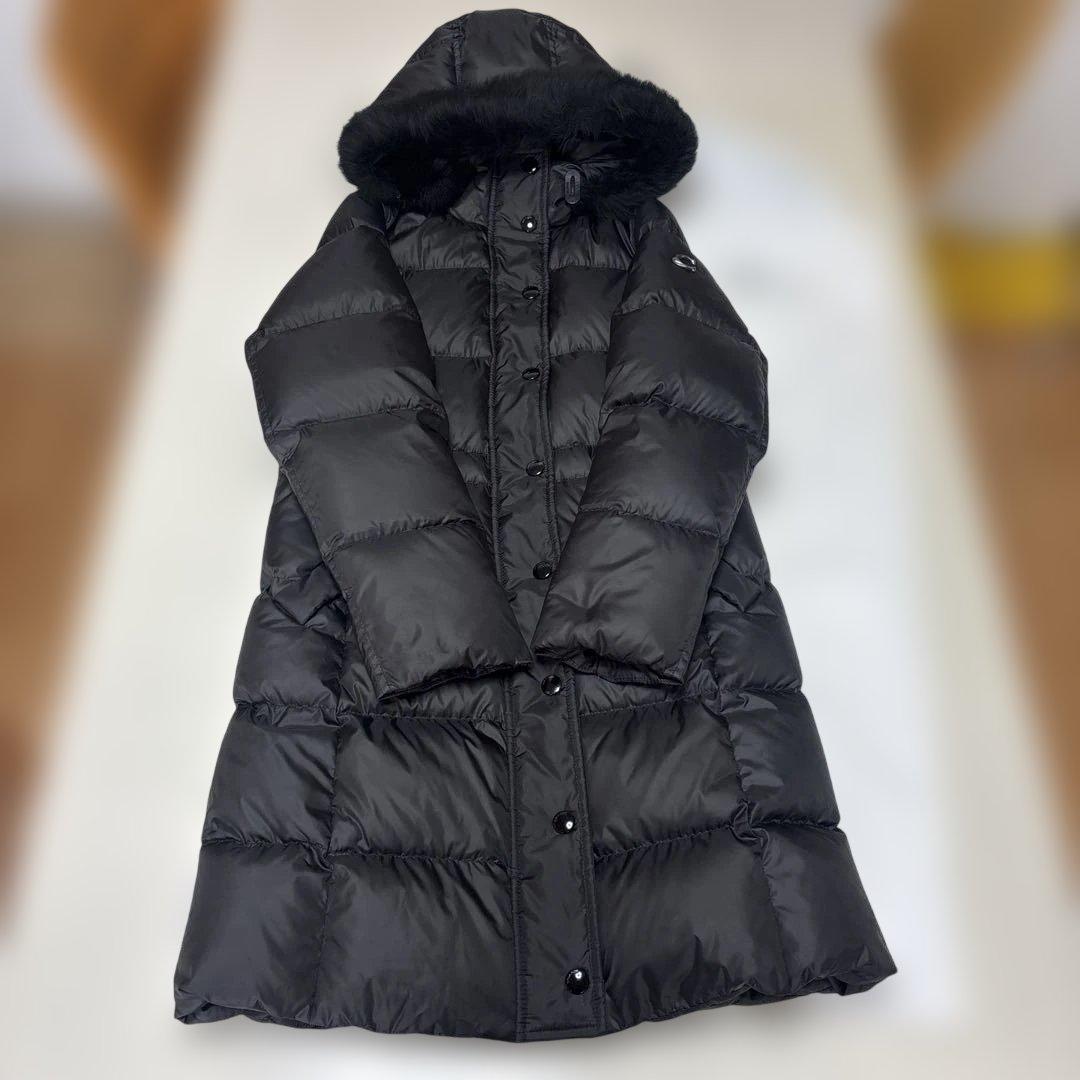 COACH ロングダウンコート ダウン フード ファー付 XSブラック黒