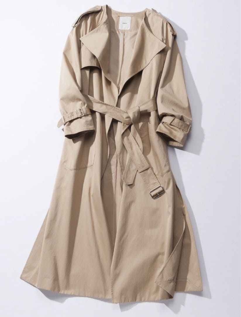ebure ドレストレンチコート ベージュ ベルト付き ロング丈