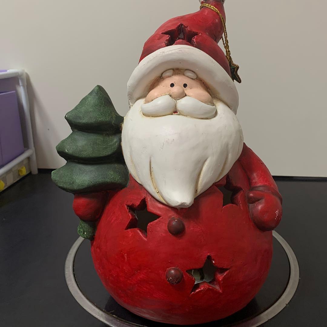 【中古】サンタクロースの置物 陶器製 赤18-424