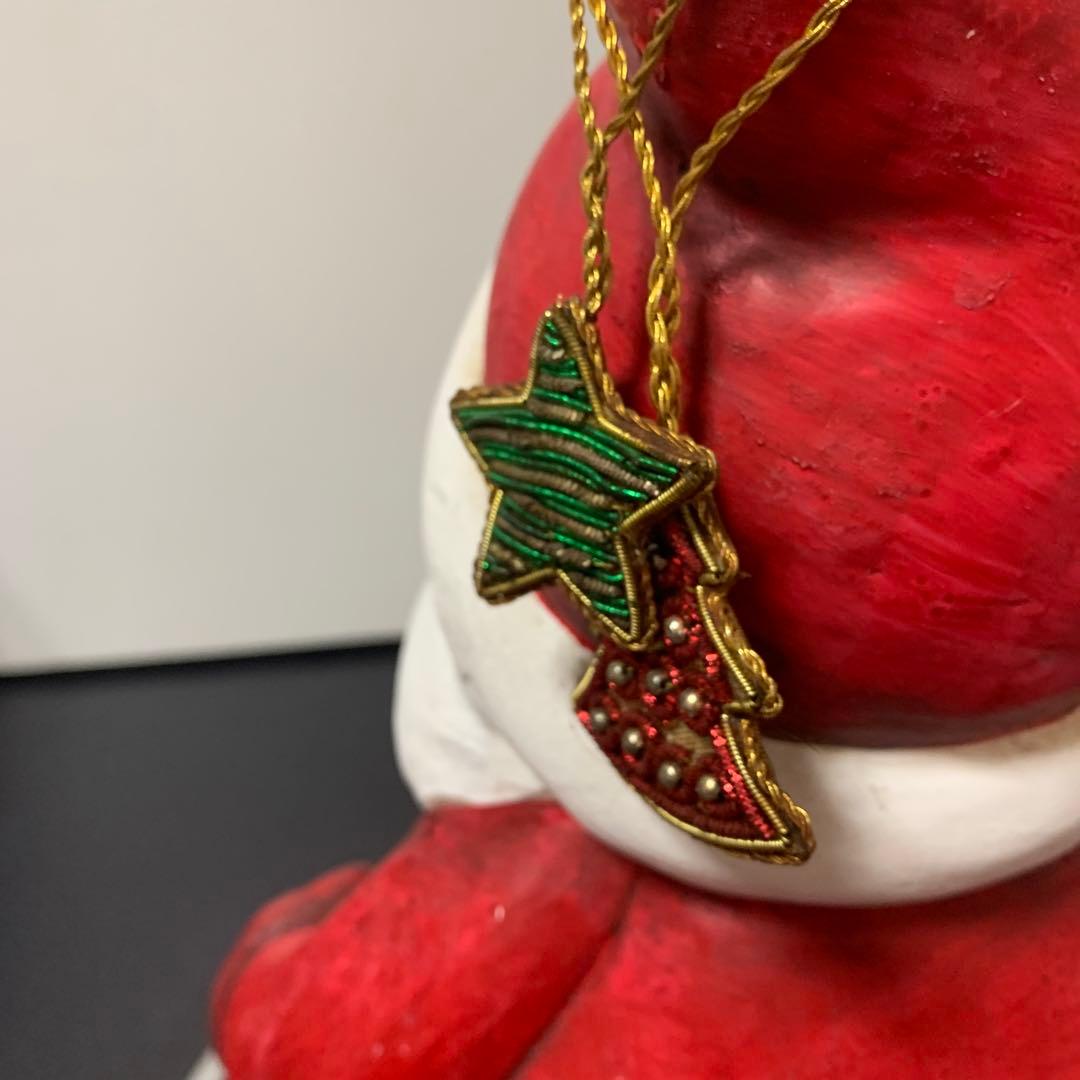 【中古】サンタクロースの置物 陶器製 赤18-424