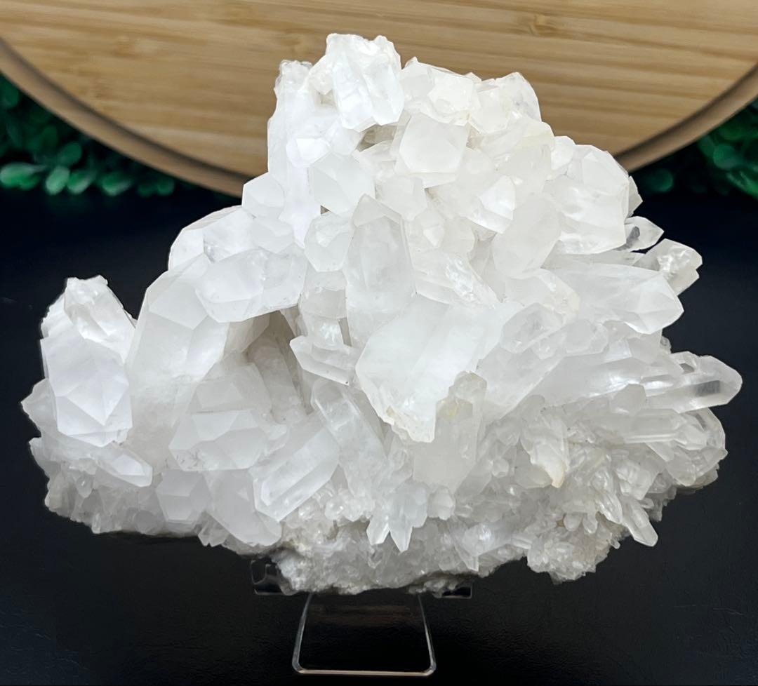 天然ヒマラヤ水晶クラスター　マニカラン産　パワーストーン　浄化　台付き