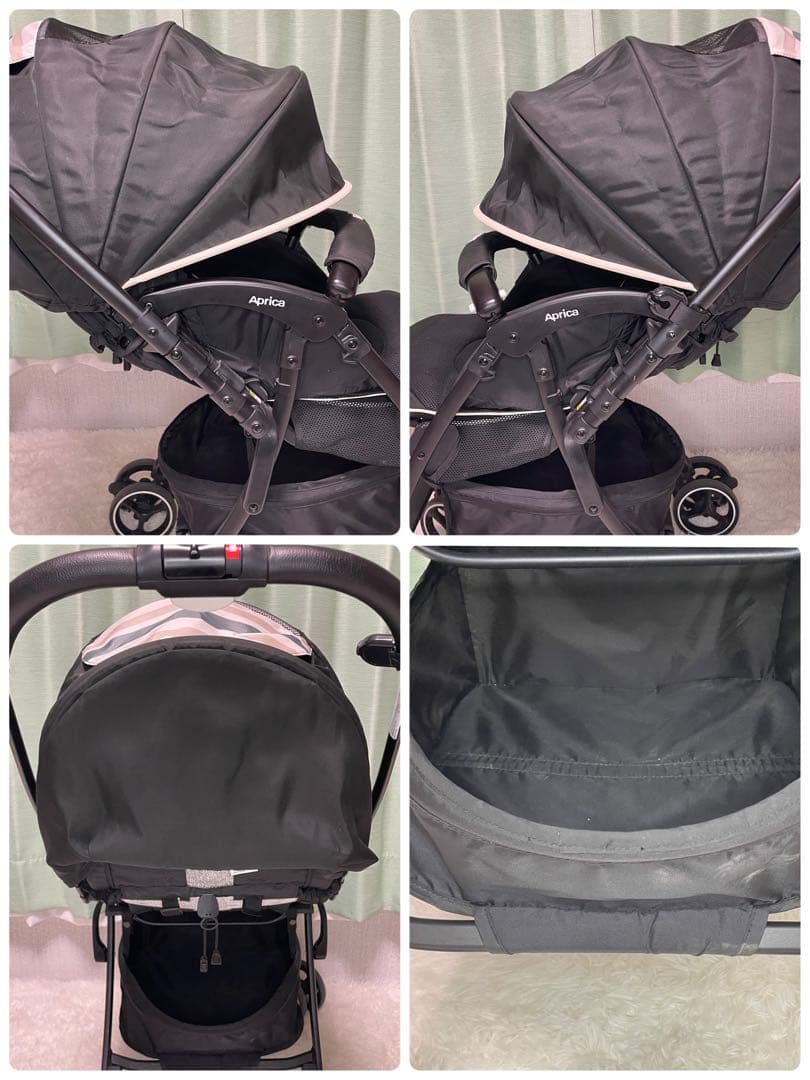 【美品】Aprica アップリカ ラクーナクッション ベビーカー レザーハンドル