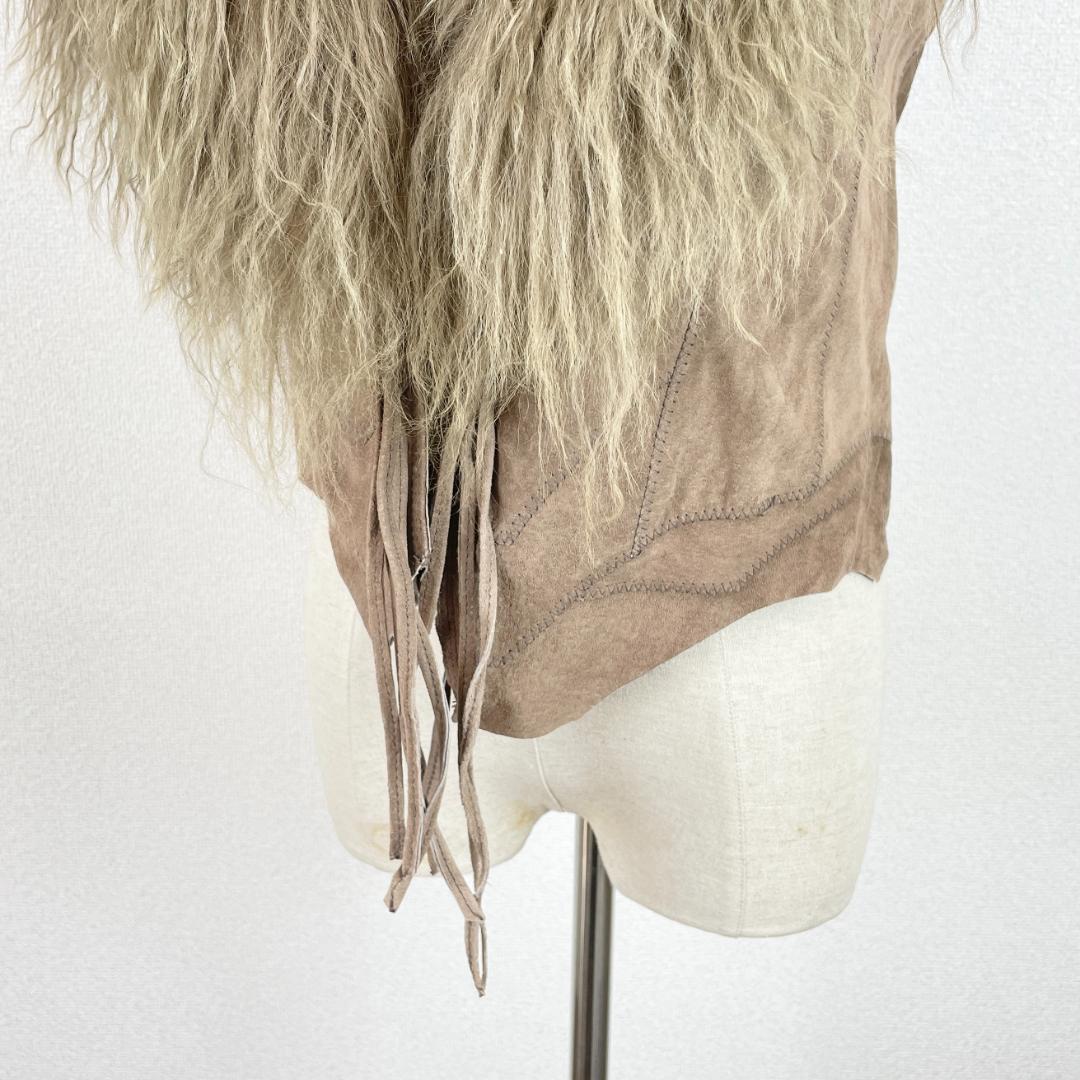 専用goa 本革 リアルファー ベスト レザー チベットラム スウェード