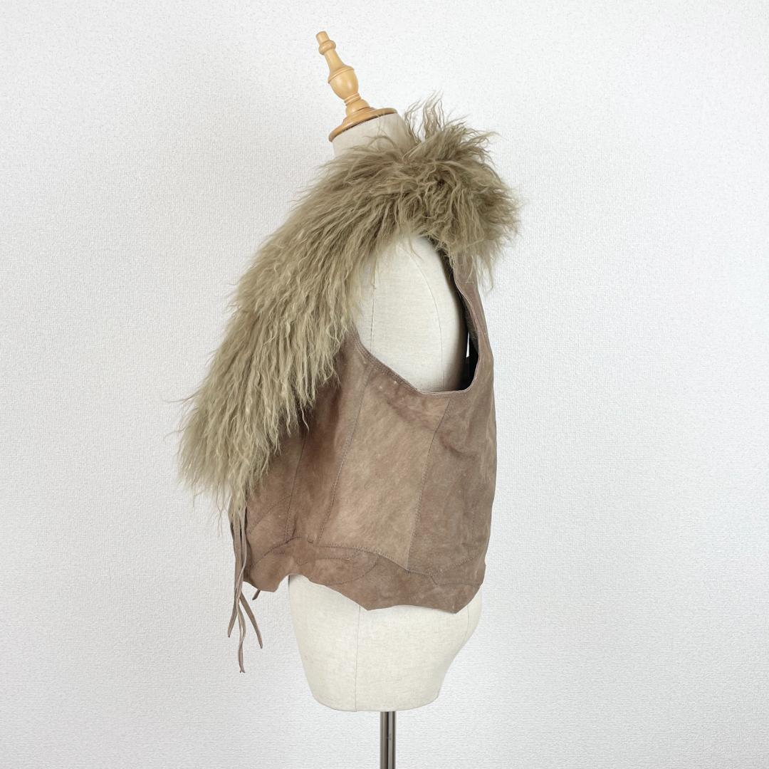 専用goa 本革 リアルファー ベスト レザー チベットラム スウェード