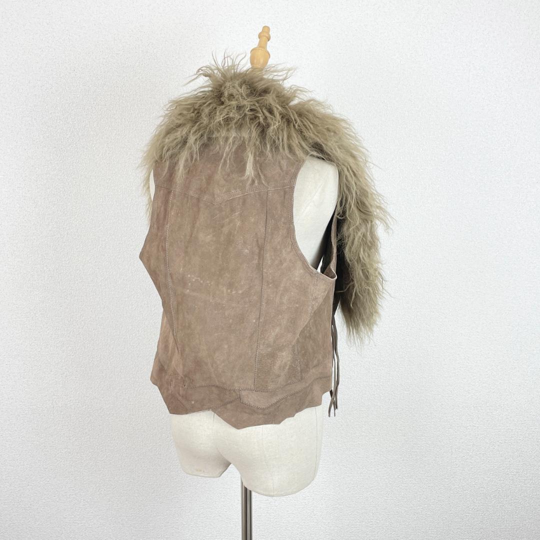 専用goa 本革 リアルファー ベスト レザー チベットラム スウェード