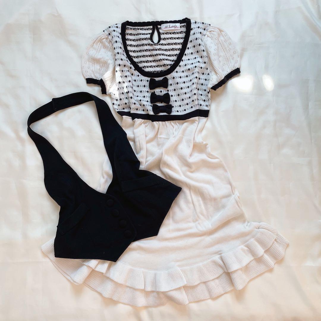 夢展望など ブラック リボン レース 6点まとめ売り 春夏 バラ売り不可 白 黒