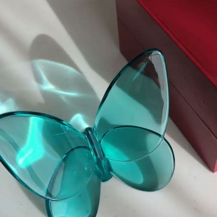 バカラ ラッキーバタフライ パピヨン ターコイズ 置き物 クリスタル　置き物