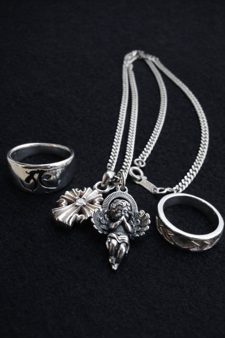 ※ミラーsilver925 豪華3点セット 梵字 ＆ エンジェル＆クロス