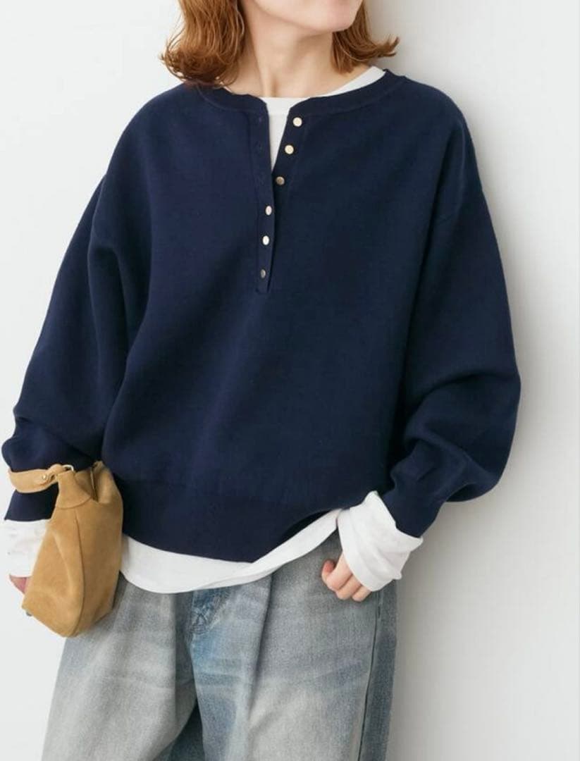 スピックアンドスパン メタルボタンヘンリーネックニット 新品未使用