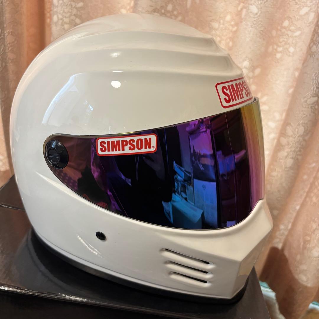 SIMSON OUTLAW 57㎝フルフェイスWHT【ミラーシールドつき】