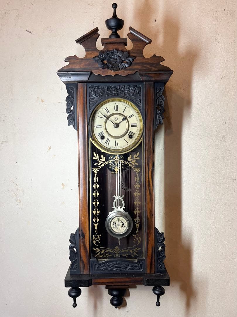 精工舎　黒柿　柱時計　古時計　振り子　ゼンマイ　ユンハンス　アンティーク　レトロ