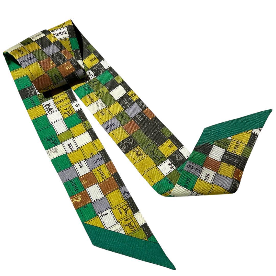 エルメス　ツイリー　ボルデュック　リボン　チェック