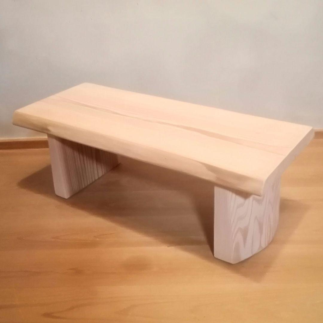 一点物　国産杉一枚板　踏み台　パソコン台　ディスプレー台　極太ハーフログ脚使用