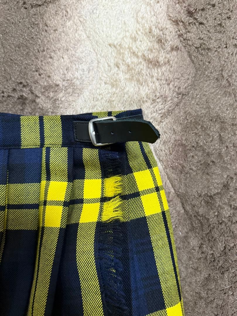 【美品】オニールオブダブリン　チェック柄プリーツスカート　黒×黄色