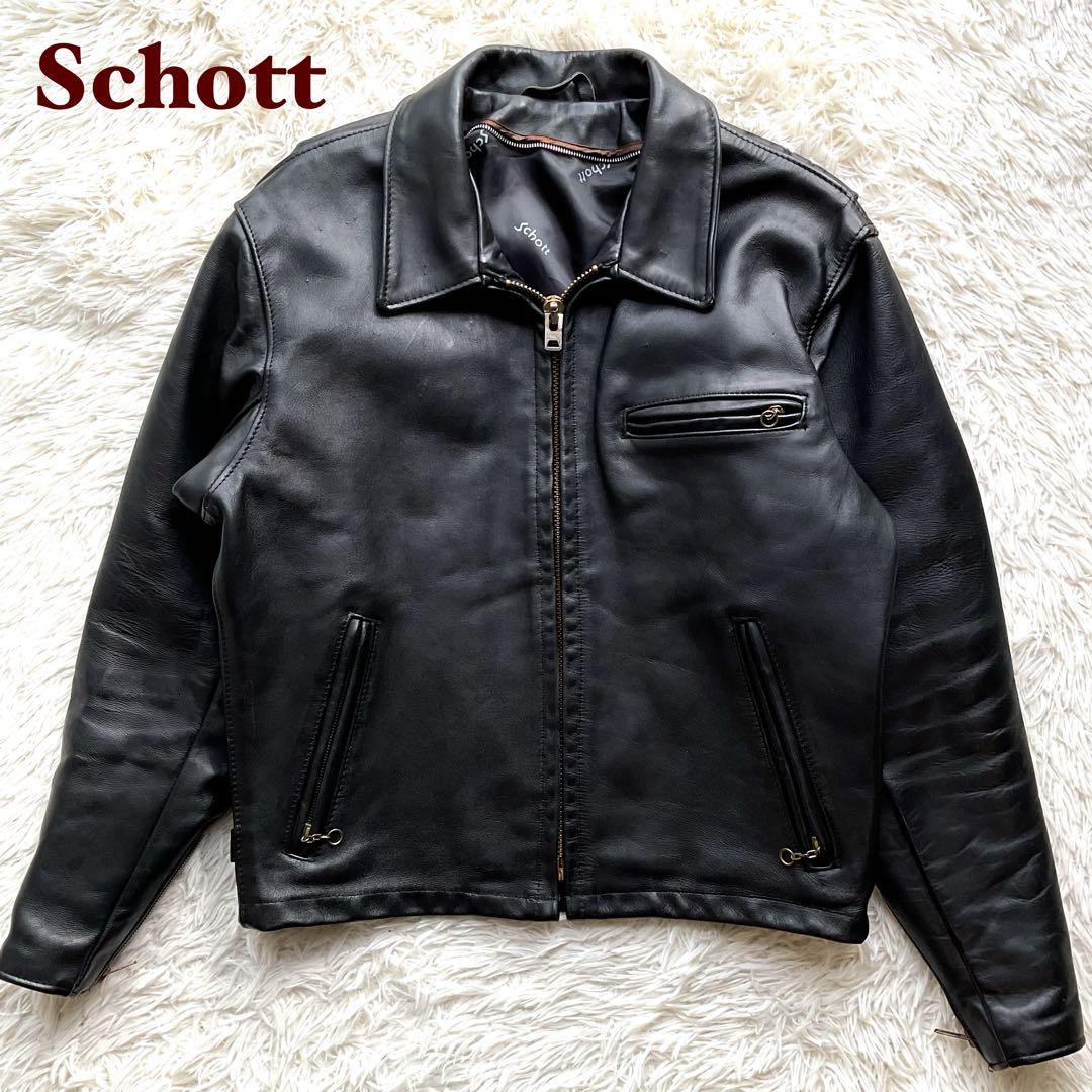 美品✨schott 642 レザージャケット　シングルライダース　牛革　40 黒