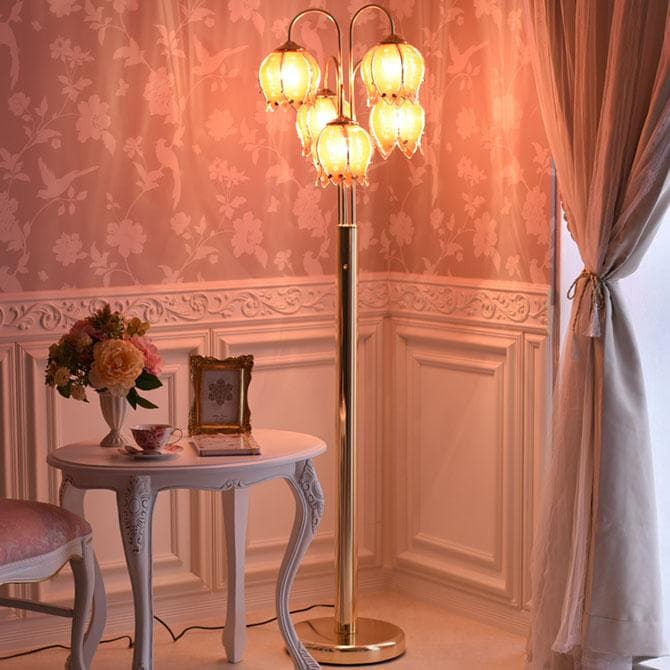 【新品】イスクージ フロアランプ スタンドランプ ゴールド ピンク 金