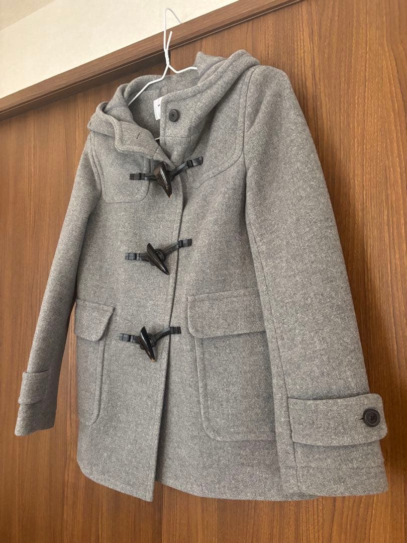 ウールダッフルコート レディースM グレー トグル本革 マカフィー