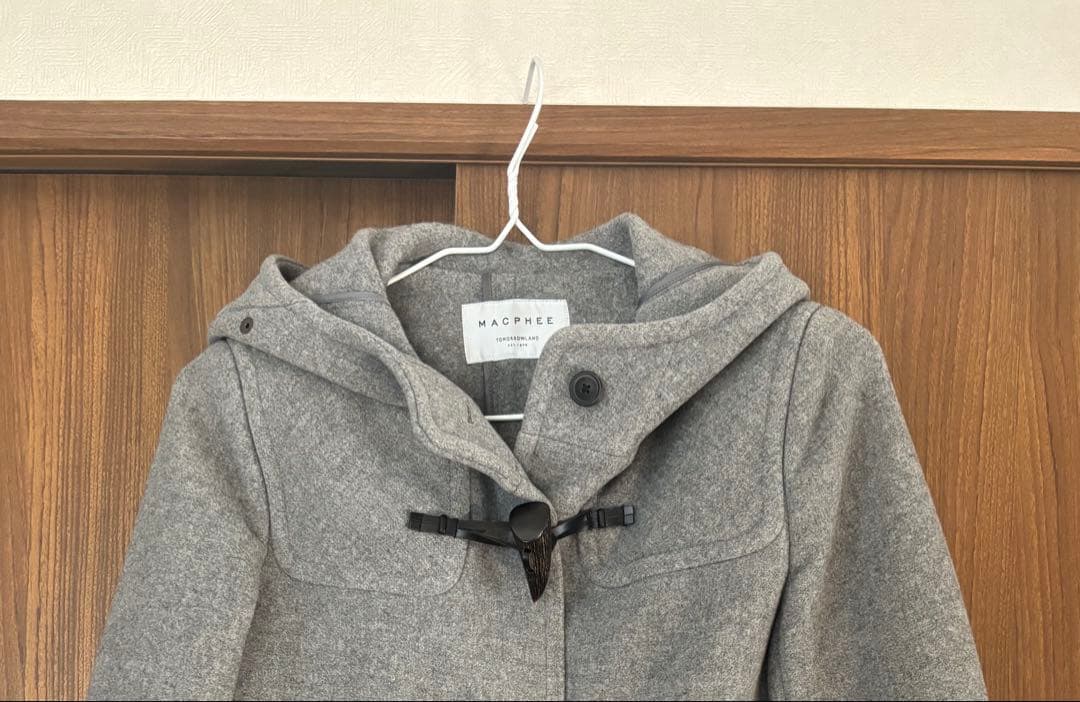 ウールダッフルコート レディースM グレー トグル本革 マカフィー