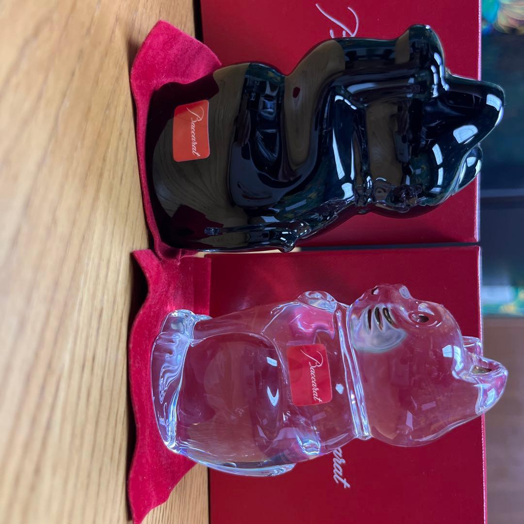 バカラ 招き猫 ミッドナイト クリスタルガラス 幸運 縁起物